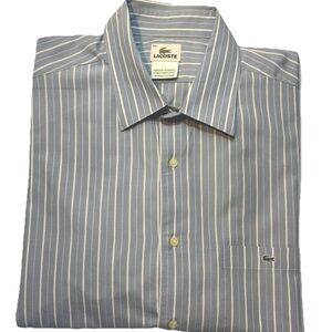 Lacoste 44 Men's Shirt XL with Gray and White Stripes Long Sleeve
